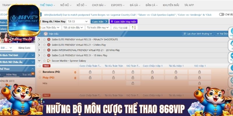 Những bộ môn cược thể thao 868VIP cực hot 