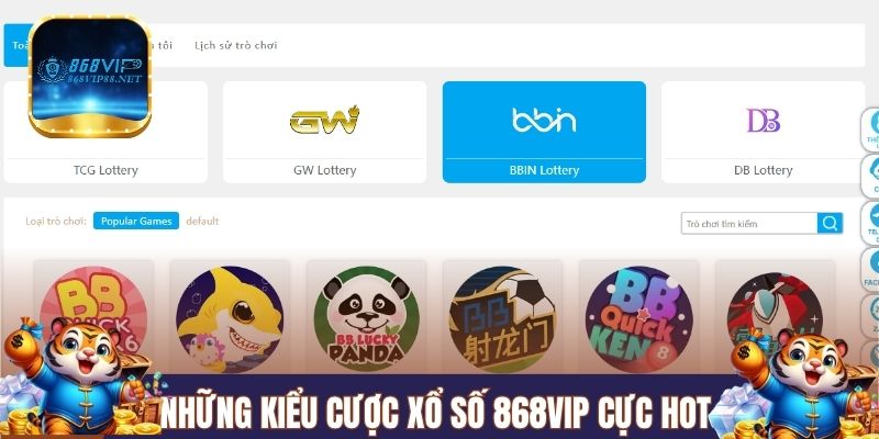 Những kiểu cược xổ số 868VIP cực hot 