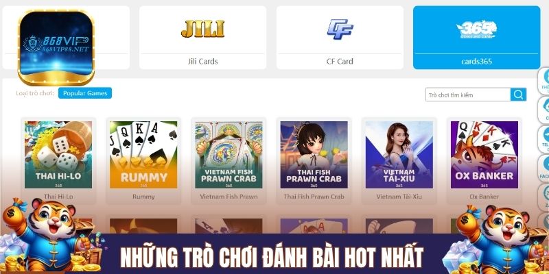 Những trò chơi đánh bài hot nhất tại 868VIP  